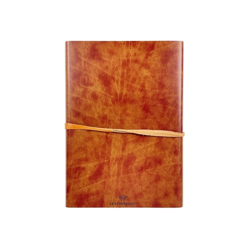 450 - A modern Italian notebook Small folio, full leather journal with envelope-style binding and strap, i... 