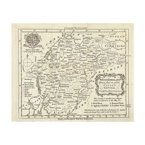 455 - A collection of 17th and 18th century copper engraved maps Nineteen Robert Morden. 'Cumberland,' unc... 