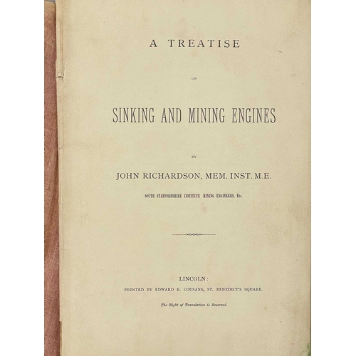 45A - (Mining) John Richardson A Treatise on Sinking and Mining Engines Original thin cloth debound, sun b... 