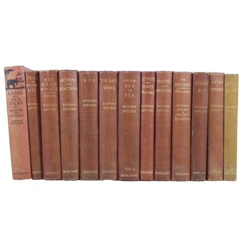 466 - Rudyard Kipling Twenty three volumes in a uniform red cloth, classic tooled device to front boards, ... 