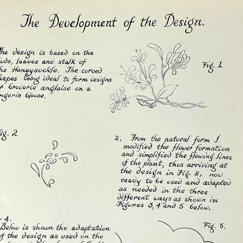 467 - Mrs E. E. Munro Advanced Needlework Course Eight card folios, hand drawn coloured garments to front ... 