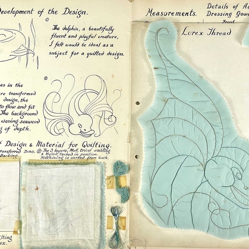 467 - Mrs E. E. Munro Advanced Needlework Course Eight card folios, hand drawn coloured garments to front ... 