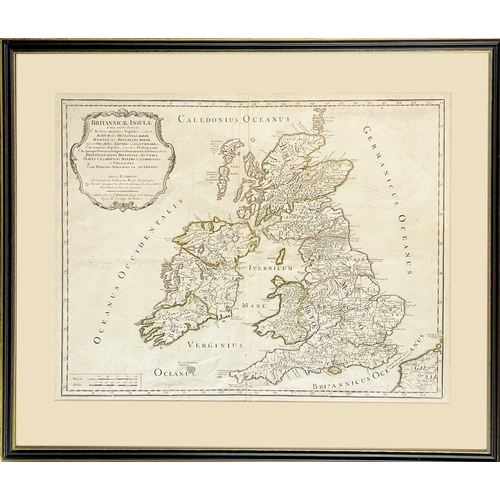 503 - Nicolas SANSON and Gilles ROBERT DE VAUGOND BRITANNICAE INSULAE Tribus modis distinctae Copper engra... 