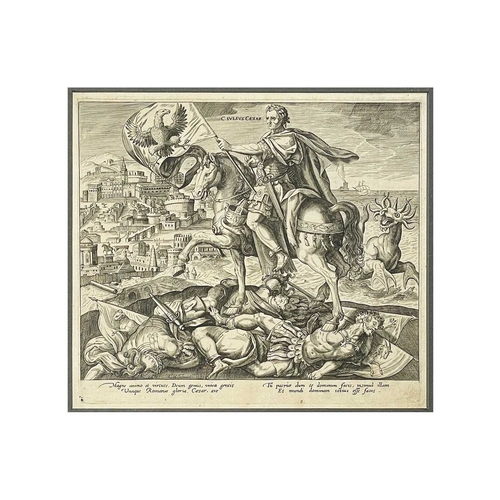 506 - Adriaen Collaert (1560-1618) Julius Caesar as the fourth king from the vision of Daniel Etching, ver... 