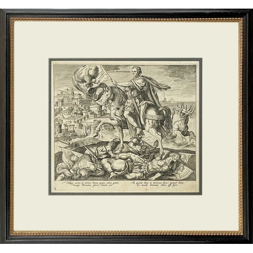 506 - Adriaen Collaert (1560-1618) Julius Caesar as the fourth king from the vision of Daniel Etching, ver... 