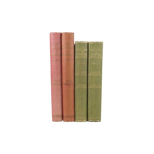 518 - Four good works H.G. Wells. 'The Outline of History Two,' two volumes, original embossed red cloth w... 