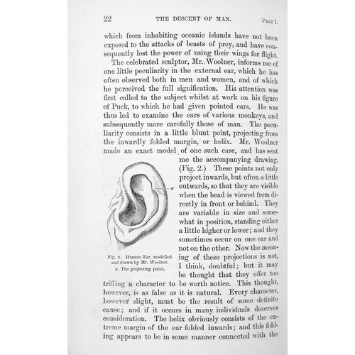 54 - Charles Darwin The Descent of Man and Selection in Relation to Sex Eighth thousand, vol I only, orig... 