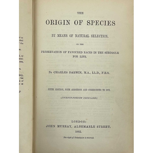 54A - Charles Darwin Origin of the Species by Means of Natural Selection Sixth edition, Original green clo... 