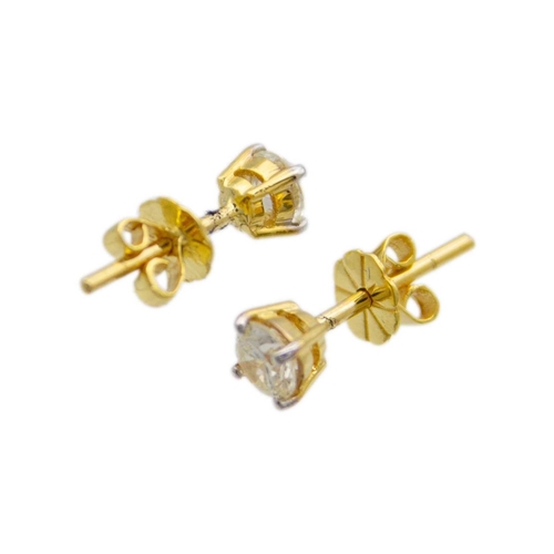 171 - A pair of 18k round brilliant-cut diamond solitaire ear studs. The diamonds of 0.50ct estimated tota... 