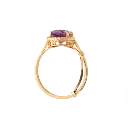 61 - A selection of two 9k gold rings. Including an amethyst solitaire ring, head size 12mm x 10mm, Birmi... 