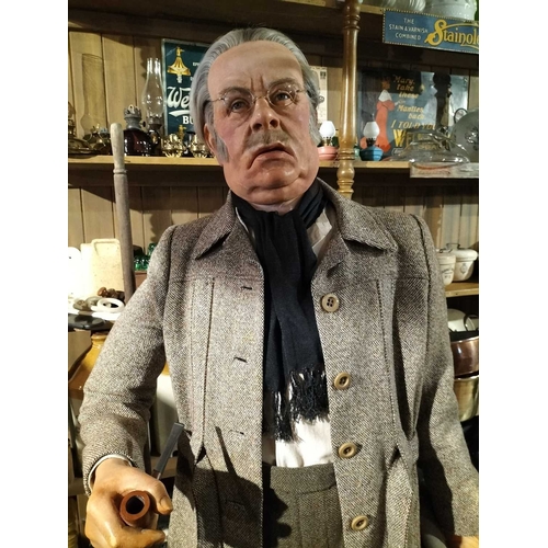 143 - ± Clemence's Ironmongers wax figure A floor-standing figure of a gentleman with wax head and hands w... 