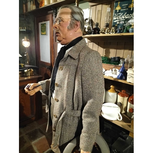 143 - ± Clemence's Ironmongers wax figure A floor-standing figure of a gentleman with wax head and hands w... 