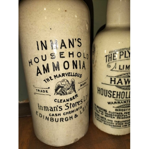 152 - ± Clemence's Ironmongers Ammonia stoneware bottles Four Ammonia bottles including Inman's stores Edi... 