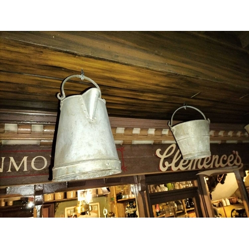 159 - ± Clemence's Ironmongers Galvanised pails etc A group of five galvanised pails and a basket #all han... 