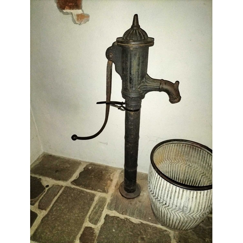 163 - ± Clemence's Ironmongers Cast Iron water pump A cast iron floor standing water pump 135cm high toget... 