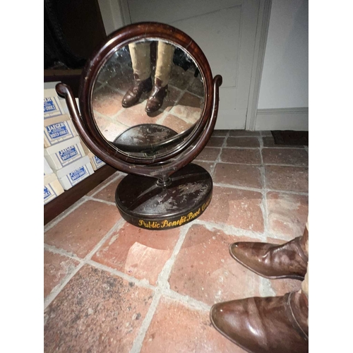 187 - ± Public Benefit Boot Company A shoe shop floor mirror Gilt script inscribed ‘Public Benefit Boot Co... 