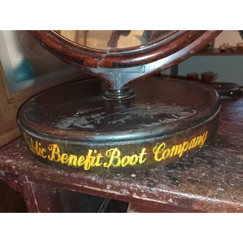 187 - ± Public Benefit Boot Company A shoe shop floor mirror Gilt script inscribed ‘Public Benefit Boot Co... 