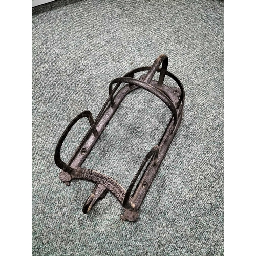 213 - ± Wiltshire & Son Blacksmiths Leather horse tack etc An iron bridle rack by Cottam and Co of Winsley... 