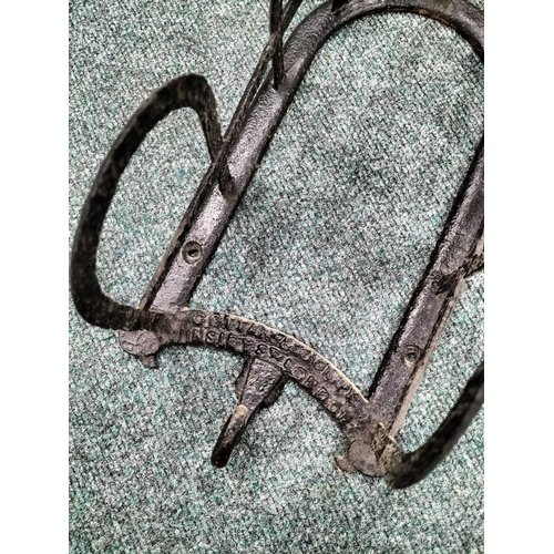 213 - ± Wiltshire & Son Blacksmiths Leather horse tack etc An iron bridle rack by Cottam and Co of Winsley... 