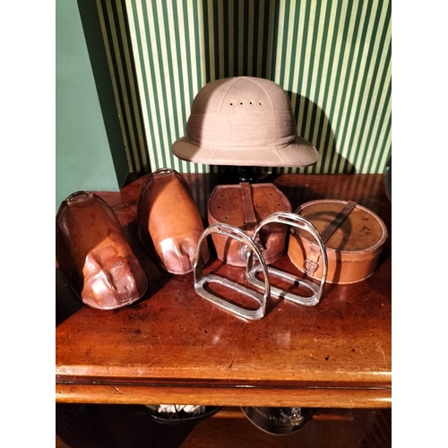 241 - ± Lewis & Bull Military Tailors Militaria etc A British Military Pith Helmet on turned wood stand to... 