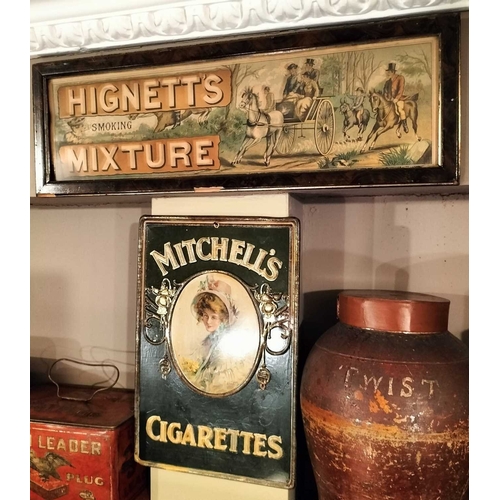 261 - ± M King Tobacconist Mitchell's Cigarettes Lithographed Sign A Mitchell's Cigarettes Lithographed an... 