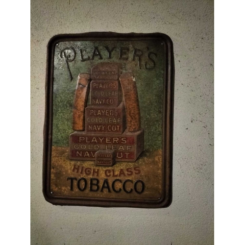 283 - ± M King Tobacconist Players Tin advertising sign A pressed metal and printed sign 53 x 40 cm