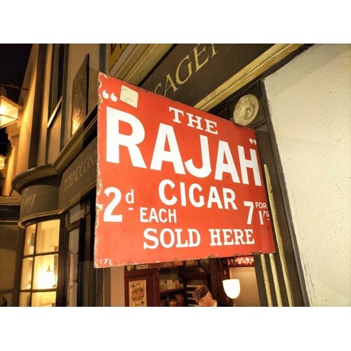 287 - ± M King Tobacconist Rajah Cigar Sold Here enamel sign 