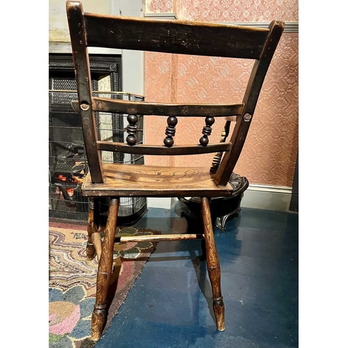 32 - ± Mr Burns' House Day Nursery Windsor Chair A 19th century Oxfordshire armchair with elm seat and al... 