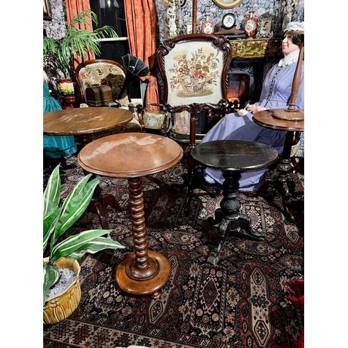 46 - ± Mr Burns' House Drawing Room Tripod tables etc A Victorian pole screen, tables and stands with che... 