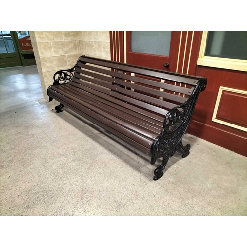 1077 - ± Entrance Cast Iron garden bench A good 19th century style cast iron bench with triple fancy iron s... 