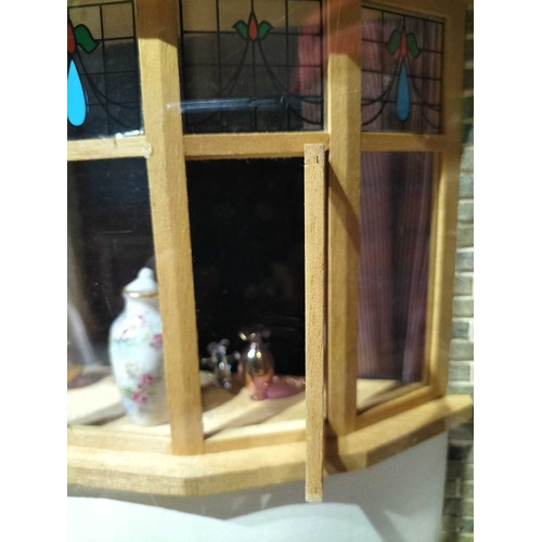 1087 - ± Entrance Dolls House A large model Dolls house with display case and stand Height overall 171 cm D... 