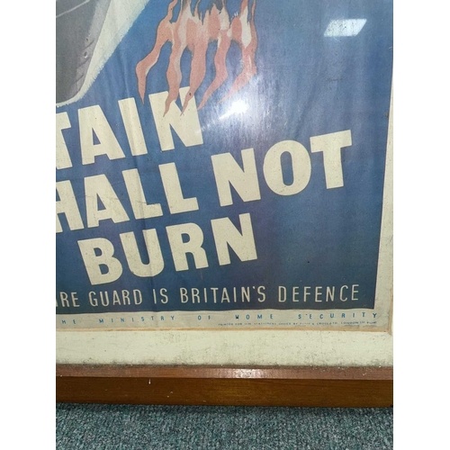 1104 - ± Military WWII Firebomb Poster a WWII framed Public Safety poster issued by the Ministry of Home Se... 