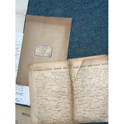 1115 - ± Entrance WWII Ephemera. A collection of WWII ephemera to include maps, original & copy photos & do... 