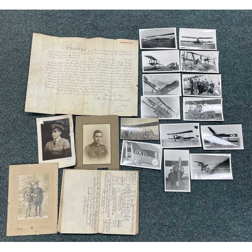 1119 - ± Entrance WWI RFC & RAF Ephemera. A collection of WWI ephemera to include a group photo of ladies o... 