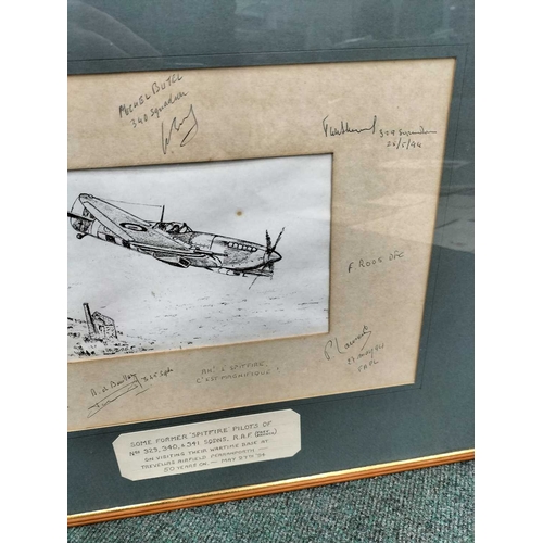 1127 - ± Entrance Spitfire pilots autographs Framed collection of WW2 Spitfire pilots autographs - This lot... 