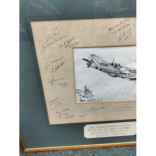 1127 - ± Entrance Spitfire pilots autographs Framed collection of WW2 Spitfire pilots autographs - This lot... 