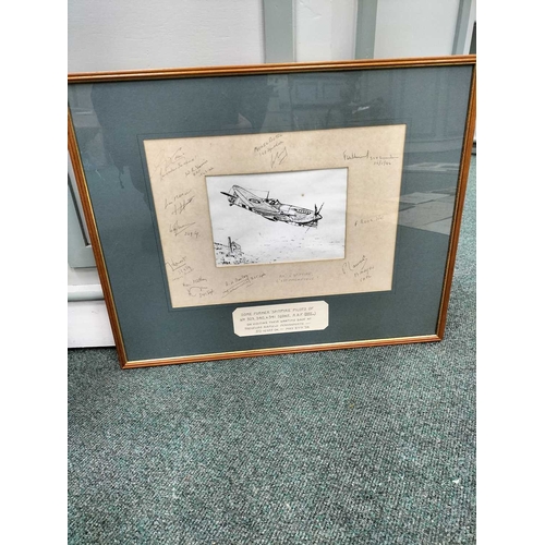 1127 - ± Entrance Spitfire pilots autographs Framed collection of WW2 Spitfire pilots autographs - This lot... 