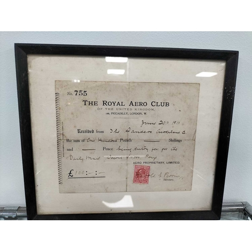 1130 - ± Entrance Royal Aero Club A Royal Aero Club receipt 