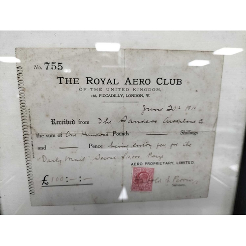 1130 - ± Entrance Royal Aero Club A Royal Aero Club receipt 