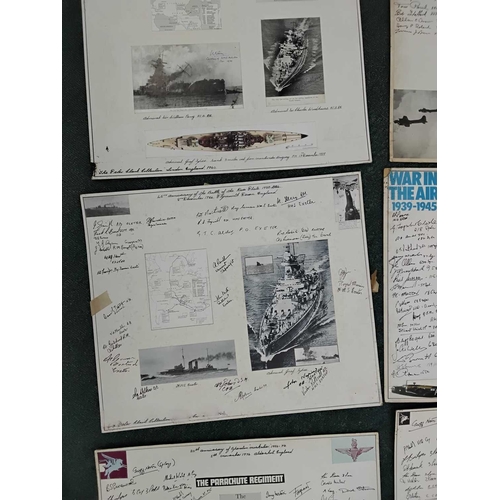 1131 - ± Entrance Military autographs Six WW2 and Suez servicemen autographs boards including Parachute Reg... 