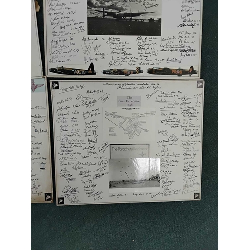 1131 - ± Entrance Military autographs Six WW2 and Suez servicemen autographs boards including Parachute Reg... 