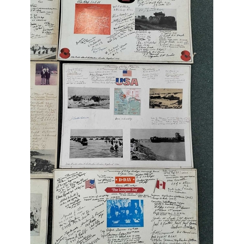 1132 - ± Entrance WW2 autographs Six boards of WW2 servicemen autographs including Green Beach,Arromanches,... 