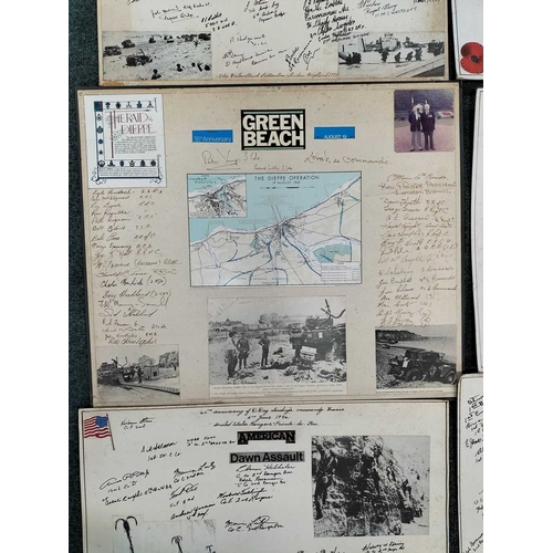 1132 - ± Entrance WW2 autographs Six boards of WW2 servicemen autographs including Green Beach,Arromanches,... 