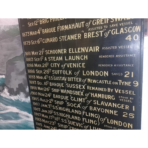 1164 - ± RNLI Cadgwith Lifeboat A painted board recording ‘List of Lives Saved by the Cadgwith Lifeboat of ... 