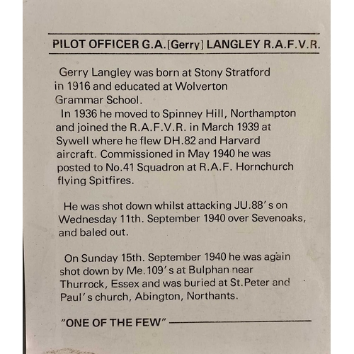 1179 - ± The War Gallery Spitfire Pilot officer Gerald Archibald Langley R.A.F.V.R. medals and log book 