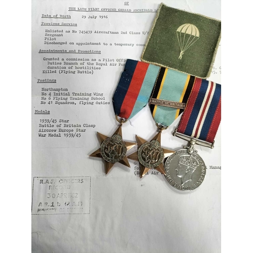 1179 - ± The War Gallery Spitfire Pilot officer Gerald Archibald Langley R.A.F.V.R. medals and log book 