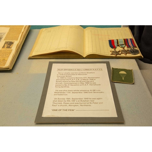 1179 - ± The War Gallery Spitfire Pilot officer Gerald Archibald Langley R.A.F.V.R. medals and log book 