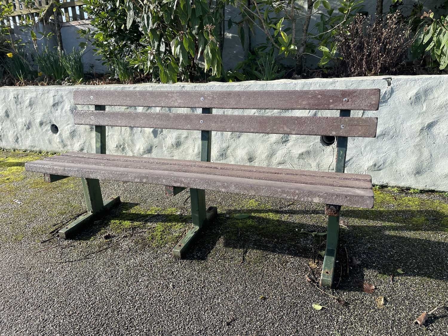 ± Outside Garden Benches 2 garden benches with steel supports & plastic ...