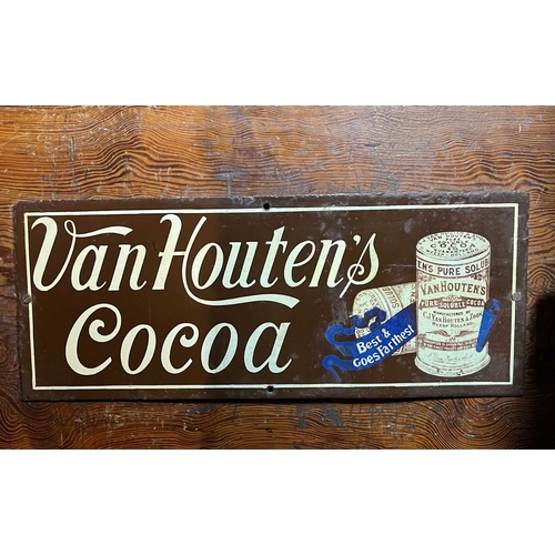 310 - ± Birch, Birch & Co Grocers An enamel advertising sign 'Van Houten's Cocoa'. 15.5cm x 37cm (Note: Wi... 