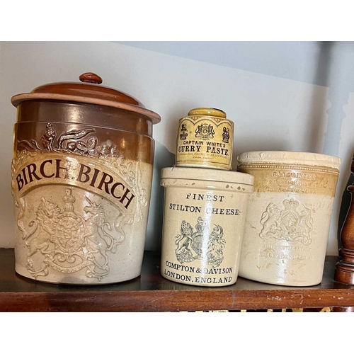 317 - ± Birch, Birch & Co Grocers Stoneware jars A turtle soup jar made for C&A Painter Purveyors to H R H... 